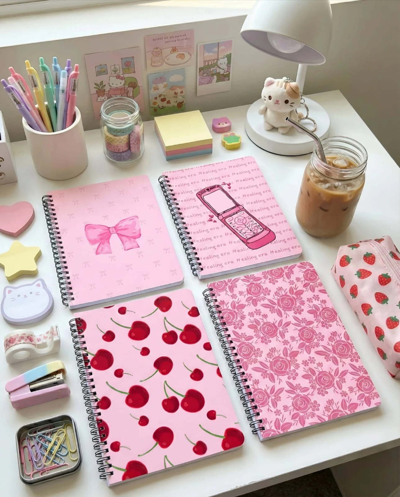 Cherry Print A5 spiral notebook