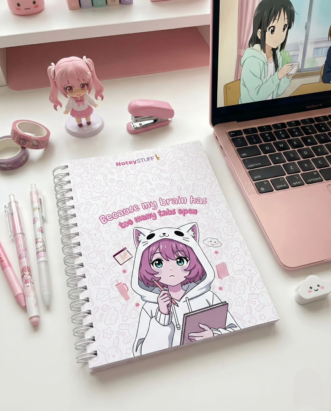 Pink Hoodie Girl A5 spiral notebook