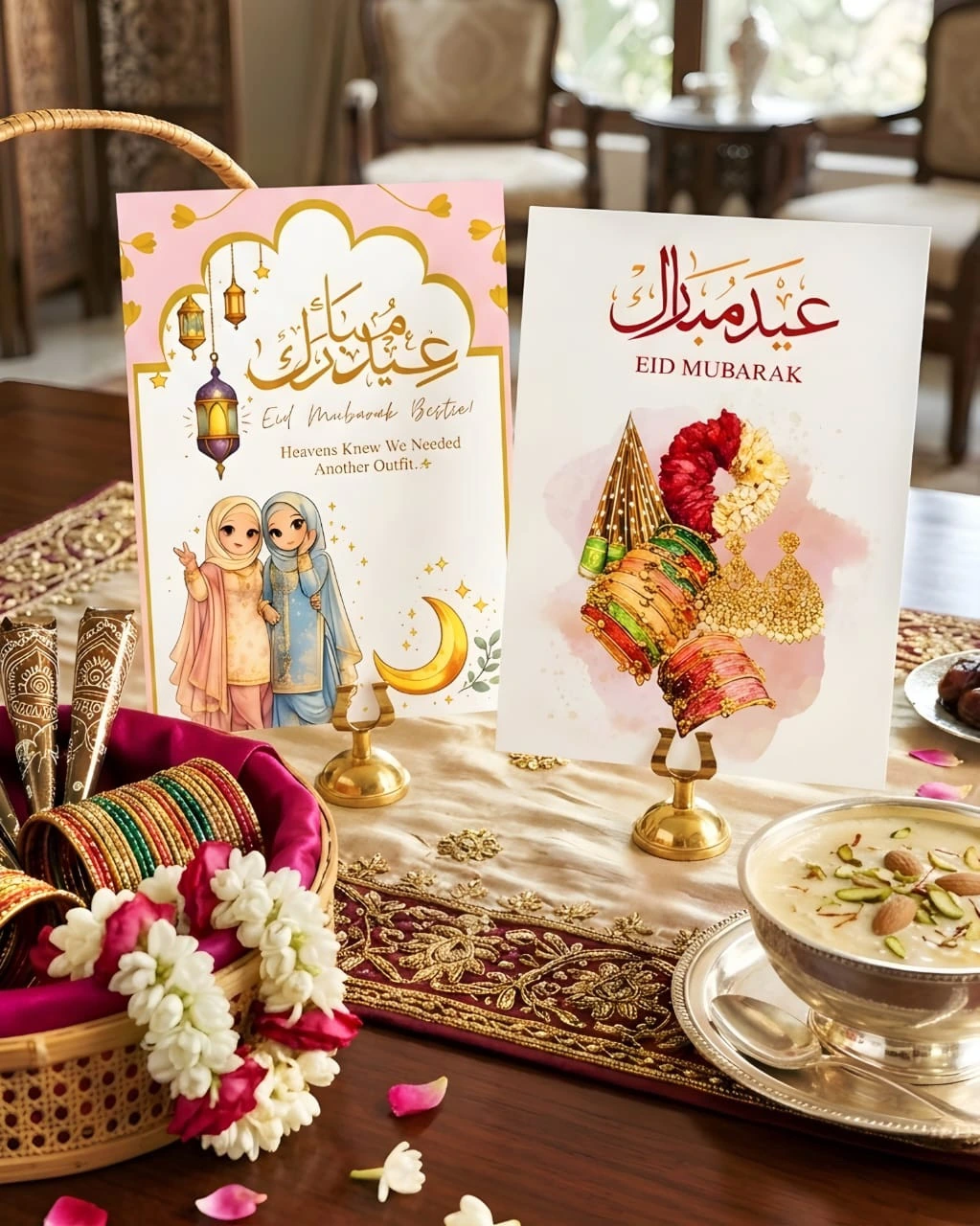 Eid festivities greeting card set